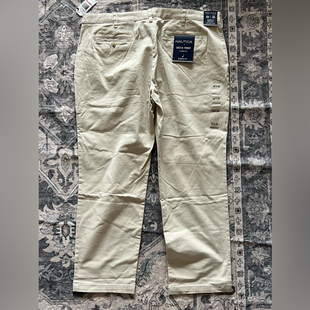 Nautica Cream Chino Pants Classic Style - Picture 4 of 5